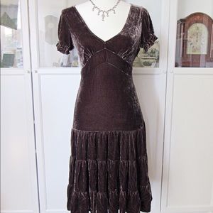 BCBGMAXAZRIA velvety Brown cap sleeve Maxi dress